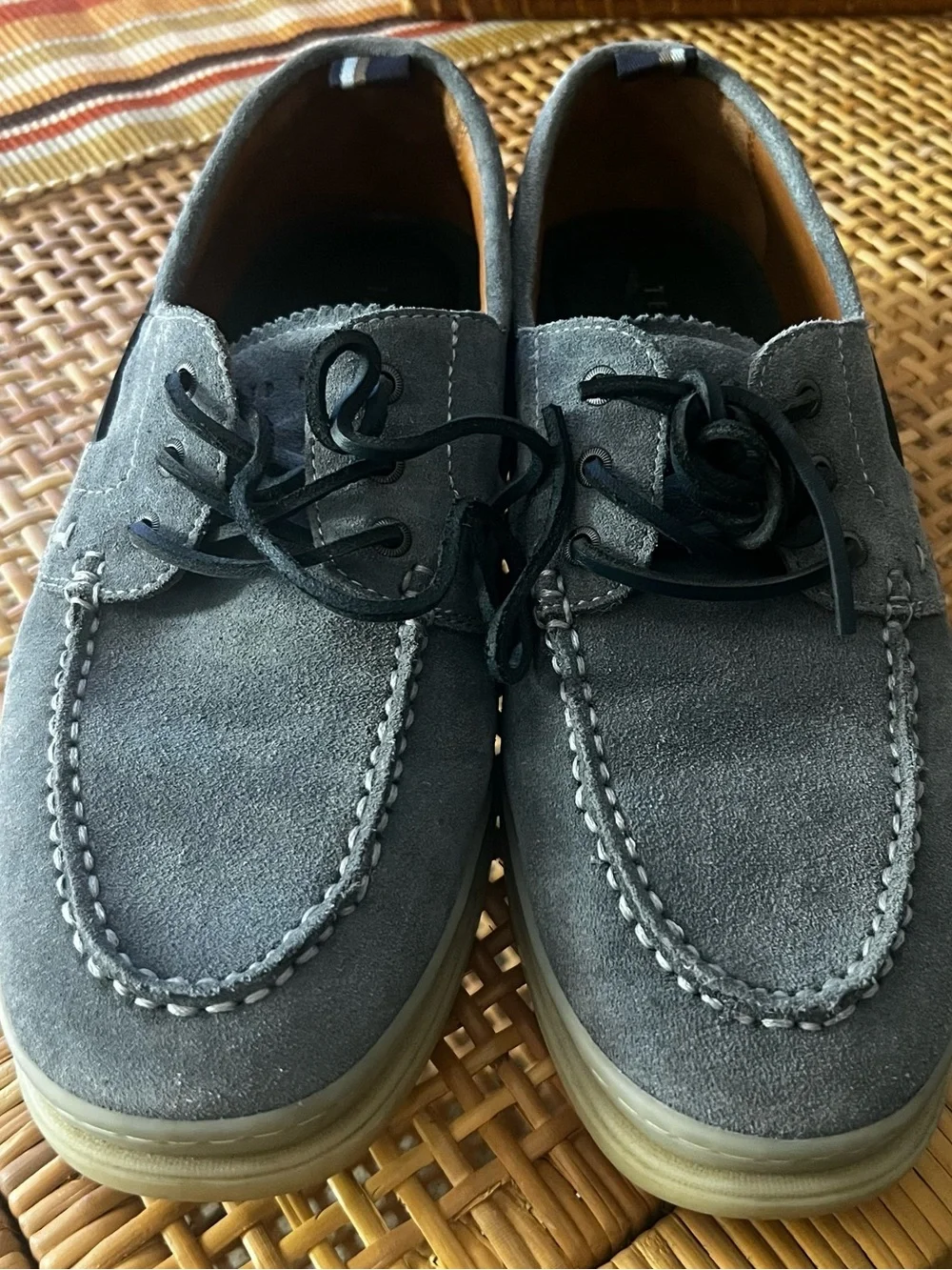 Ted Baker Men's Light Blue/ Gray Suede Cromer Boat Shoes. Size 10 1/2.